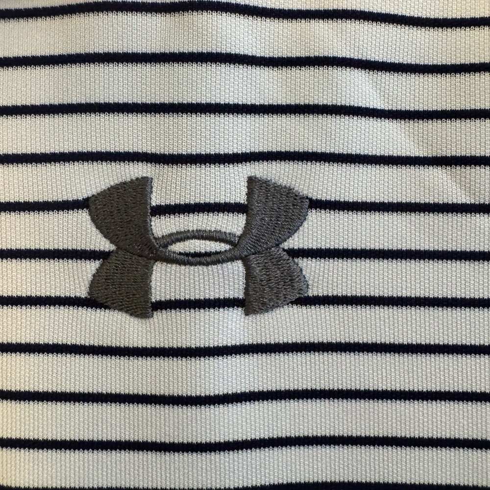 Under Armour Boy’s Youth Polo Shirt - Black and White Stripes - Picture 3 of 5